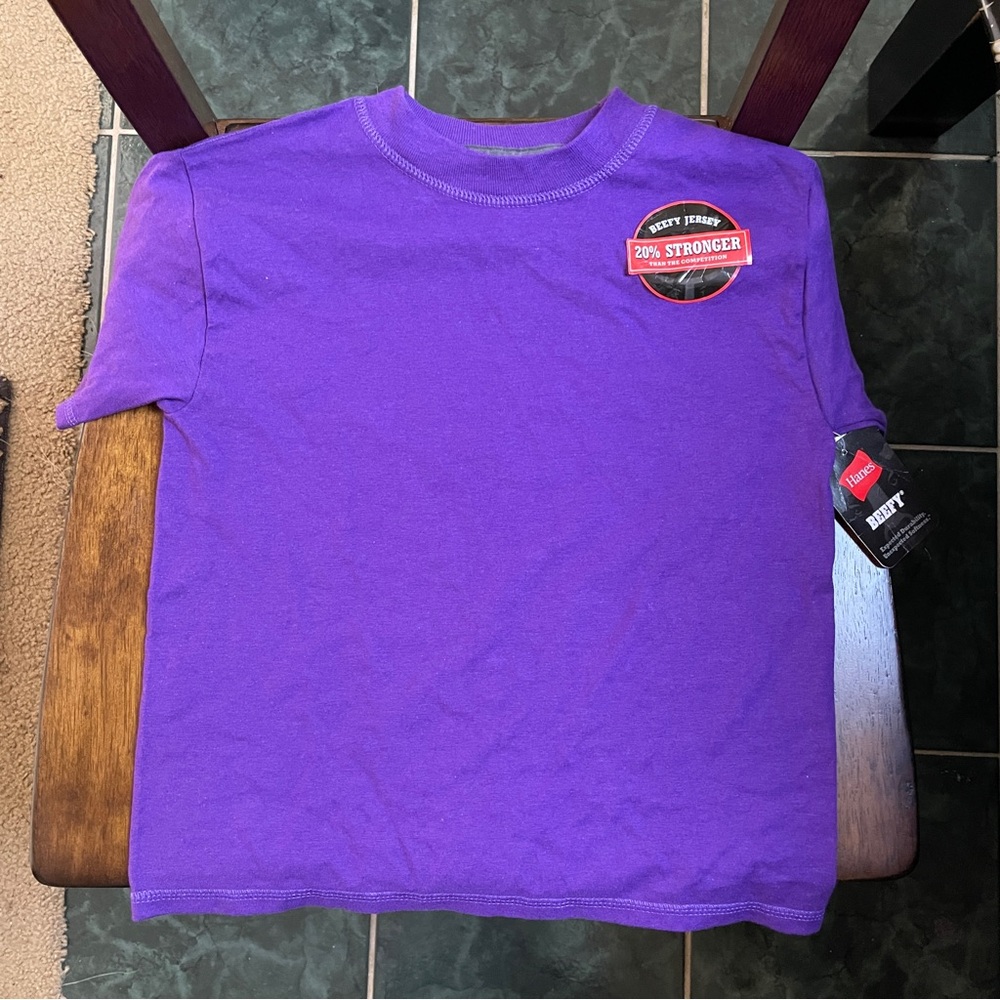 Hanes Cotton Purple Shirt Girls XS Soft Tee